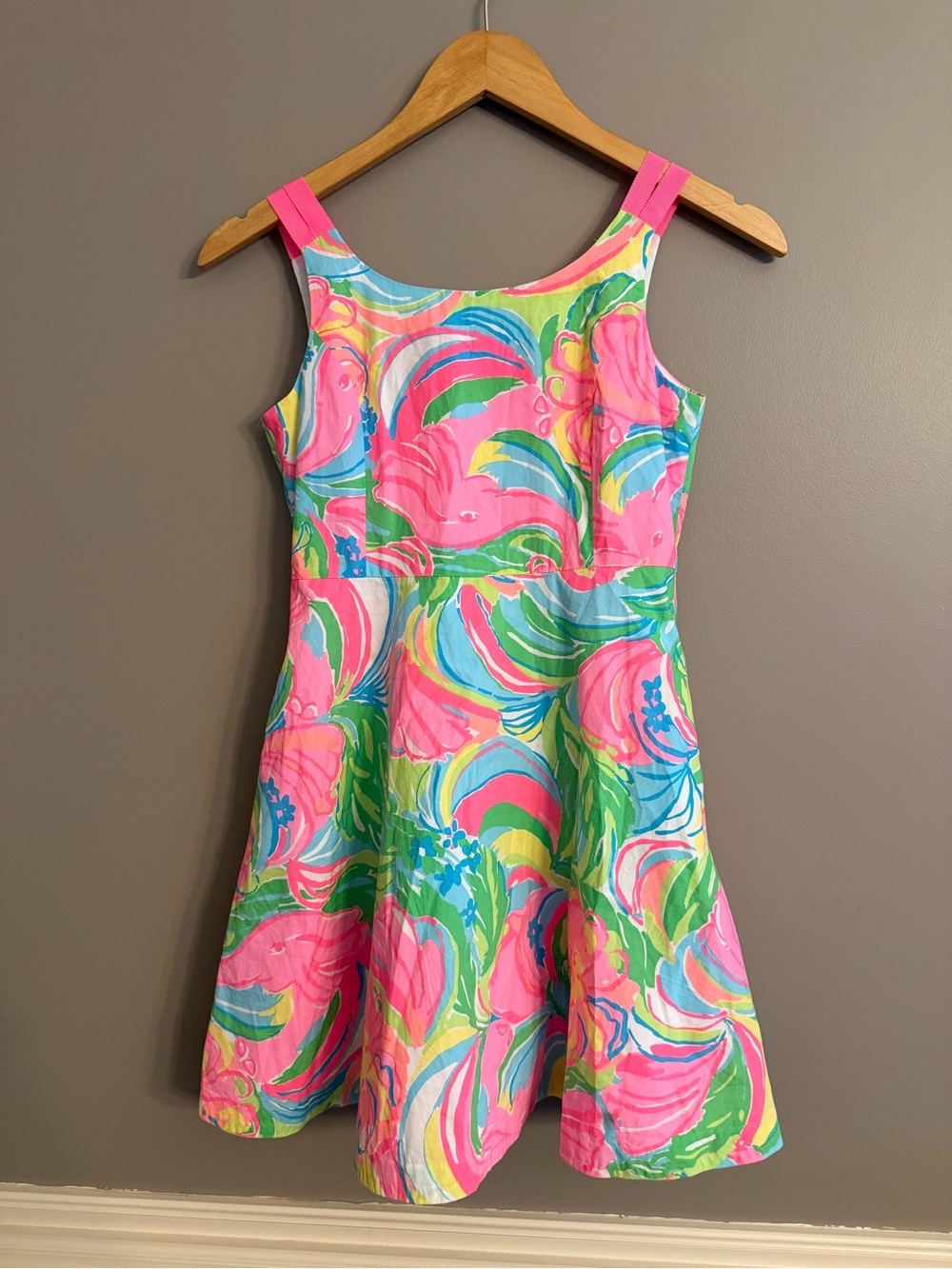 Lilly Pulitzer Charlie Dress So A Peeling Fit N Flare Girls 12 Pink Orange Blue